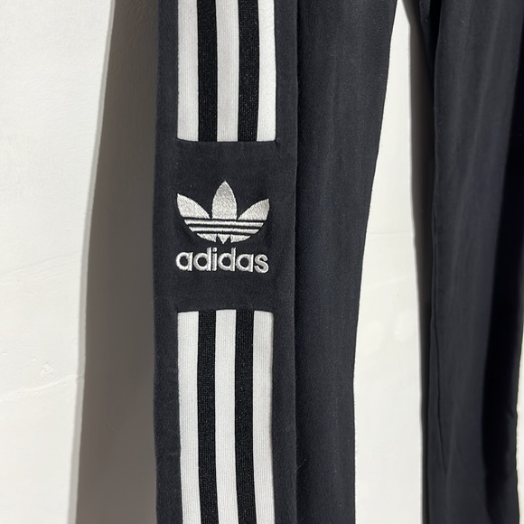 Adidas Black White Three Stripe Trefoil Tights Size Medium - Picture 4 of 9